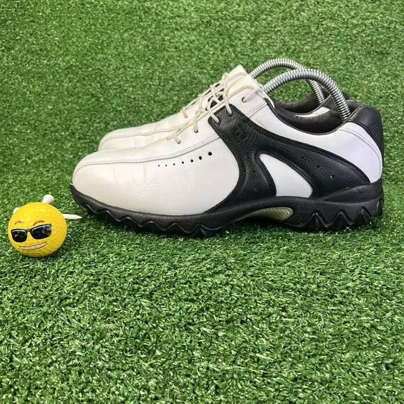 Footjoy Contour Series Men's 8 WIDE Golf Shoes Black White 54175 Leather Spikes