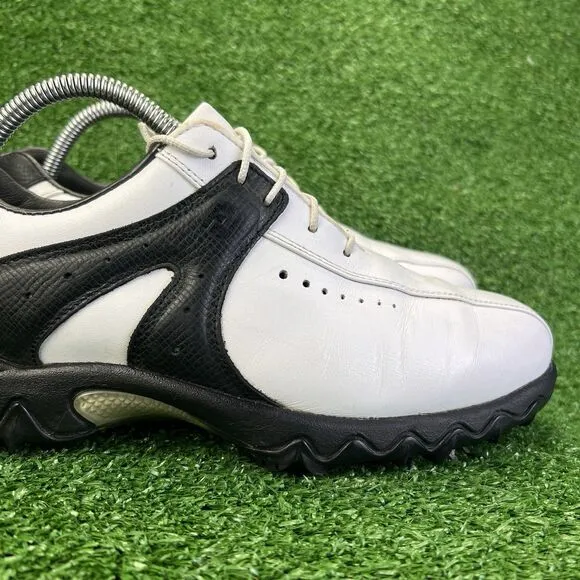 Footjoy Contour Series Men's 8 WIDE Golf Shoes Black White 54175 Leather Spikes