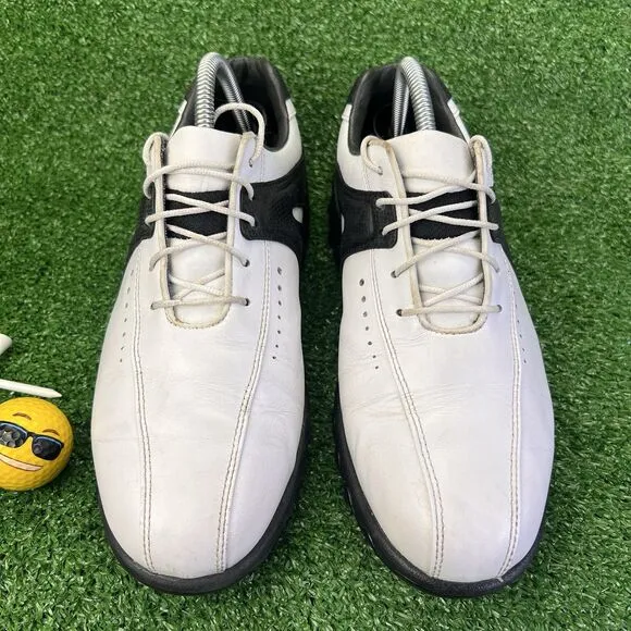 Footjoy Contour Series Men's 8 WIDE Golf Shoes Black White 54175 Leather Spikes