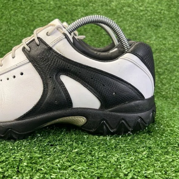 Footjoy Contour Series Men's 8 WIDE Golf Shoes Black White 54175 Leather Spikes