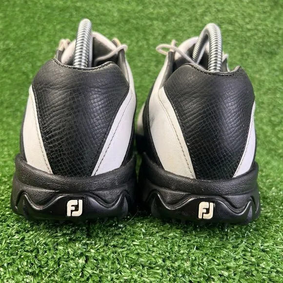 Footjoy Contour Series Men's 8 WIDE Golf Shoes Black White 54175 Leather Spikes