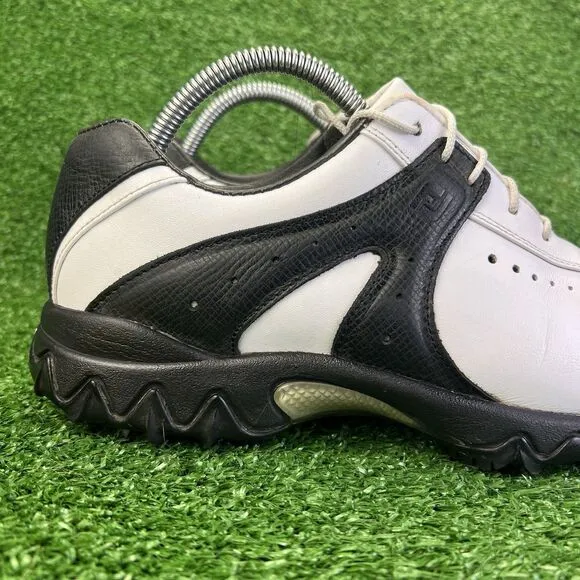 Footjoy Contour Series Men's 8 WIDE Golf Shoes Black White 54175 Leather Spikes