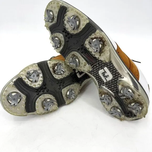 FOOTJOY DryJoy Tour White Brown Golf Shoes Size 9 Style# 53699