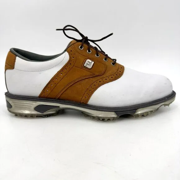 FOOTJOY DryJoy Tour White Brown Golf Shoes Size 9 Style# 53699