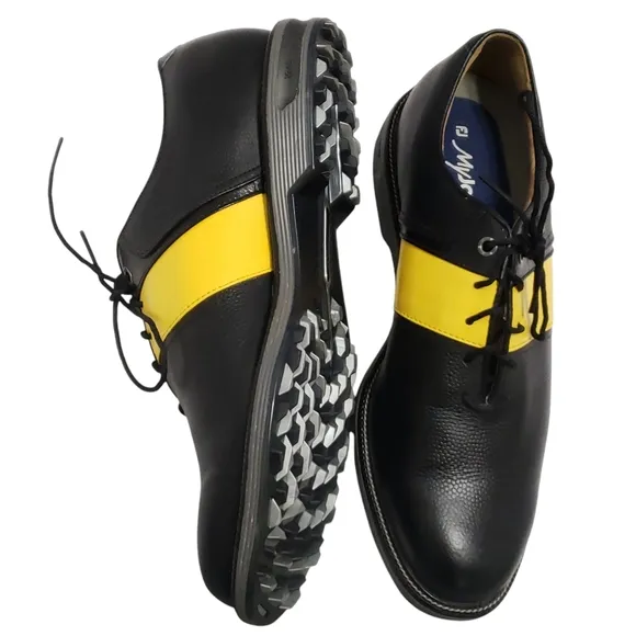 Footjoy Mens Premiere Series Packard Spikeless Golf Shoes Sz 10 Black Yellow