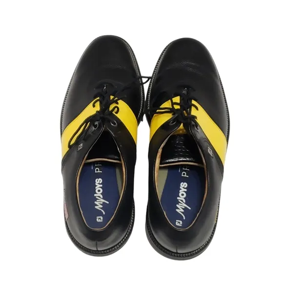Footjoy Mens Premiere Series Packard Spikeless Golf Shoes Sz 10 Black Yellow
