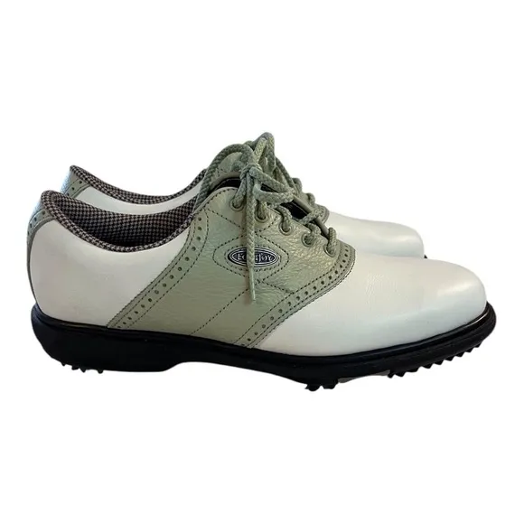 FOOTJOY WOMENS TRADITIONS OXFORD GOLF SHOES SIZE 6M STYLE 98215 WHITE AND GREEN