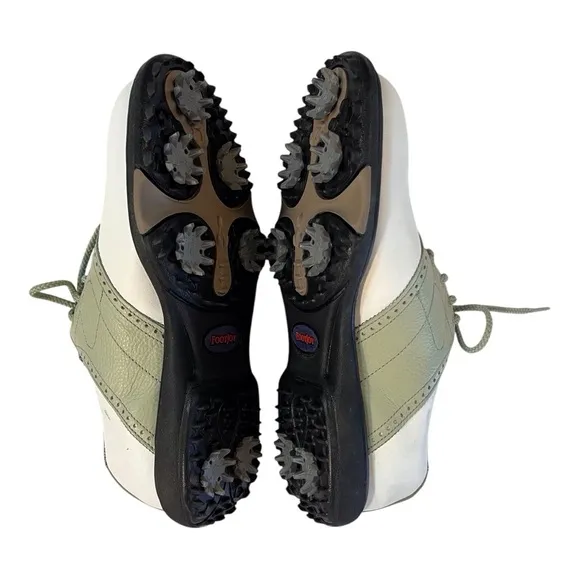 FOOTJOY WOMENS TRADITIONS OXFORD GOLF SHOES SIZE 6M STYLE 98215 WHITE AND GREEN