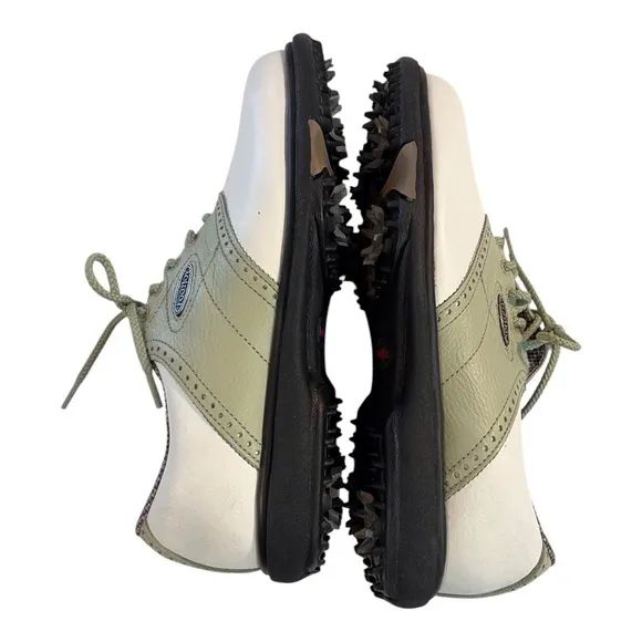 FOOTJOY WOMENS TRADITIONS OXFORD GOLF SHOES SIZE 6M STYLE 98215 WHITE AND GREEN
