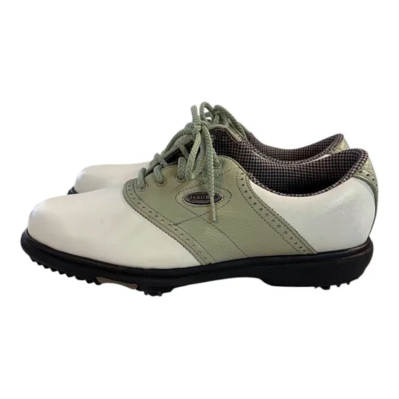 FOOTJOY WOMENS TRADITIONS OXFORD GOLF SHOES SIZE 6M STYLE 98215 WHITE AND GREEN