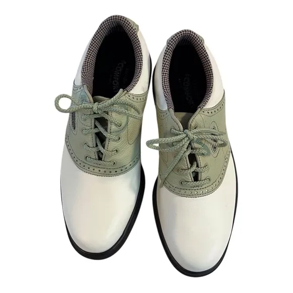 FOOTJOY WOMENS TRADITIONS OXFORD GOLF SHOES SIZE 6M STYLE 98215 WHITE AND GREEN
