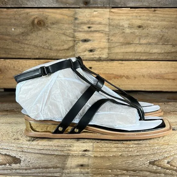 Franco Sarto Sybil Strappy Sandal - Black/Gold - 6.5 - New without box