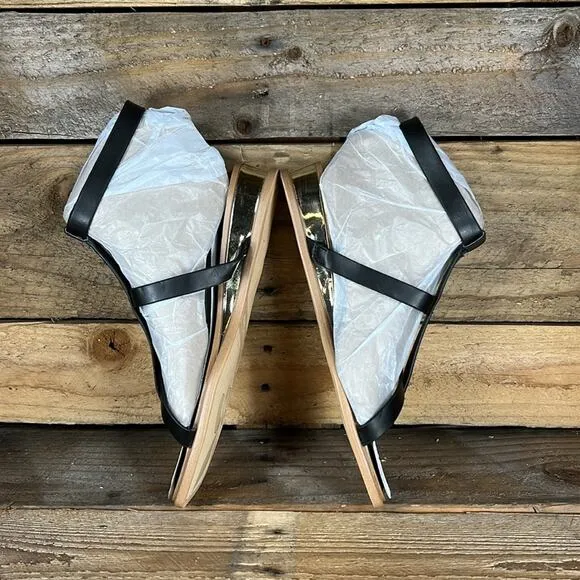 Franco Sarto Sybil Strappy Sandal - Black/Gold - 6.5 - New without box