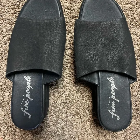 Free people black harbor platform sandals