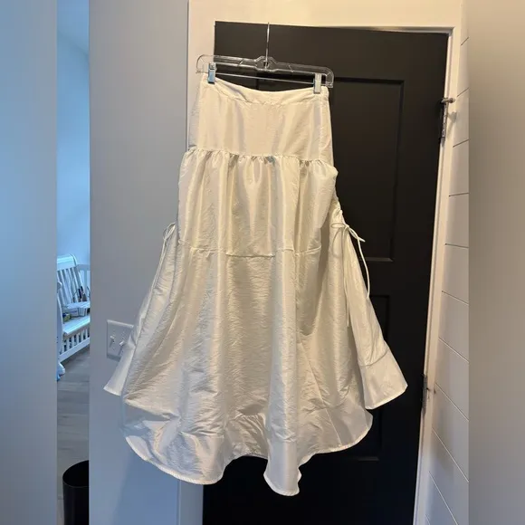 Free People Emery Drop Waist Midi Maxi Skirt cinch tie white XS NEW