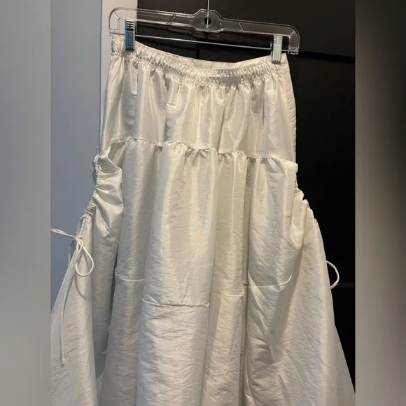 Free People Emery Drop Waist Midi Maxi Skirt cinch tie white XS NEW