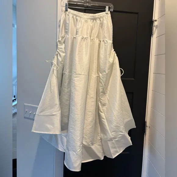 Free People Emery Drop Waist Midi Maxi Skirt cinch tie white XS NEW