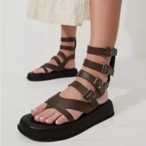 Free People Jojo Gladiator Sandal in Brown Size 38 New Without Box