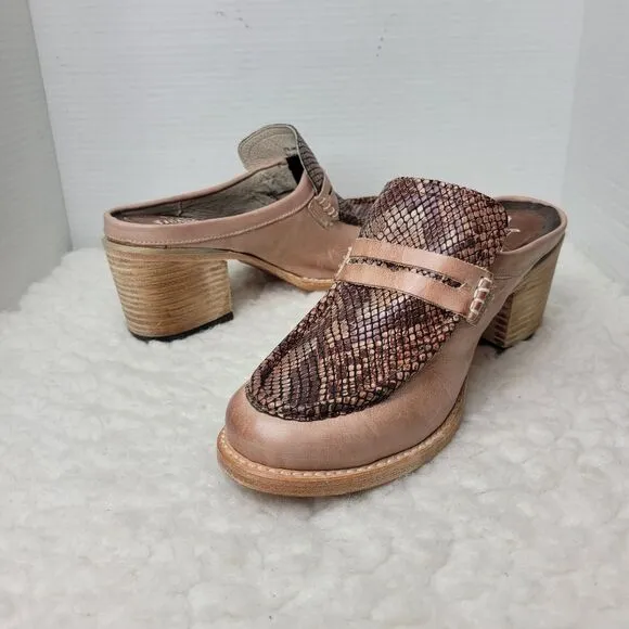 Freebird By Steven Collins Women's Mule Shoes Size 11  Vamp Blush Pink Snake