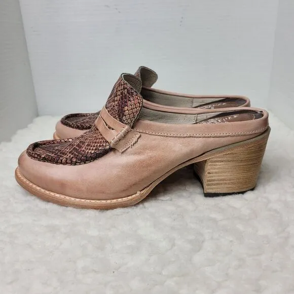 Freebird By Steven Collins Women's Mule Shoes Size 11  Vamp Blush Pink Snake