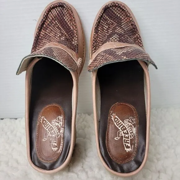 Freebird By Steven Collins Women's Mule Shoes Size 11  Vamp Blush Pink Snake