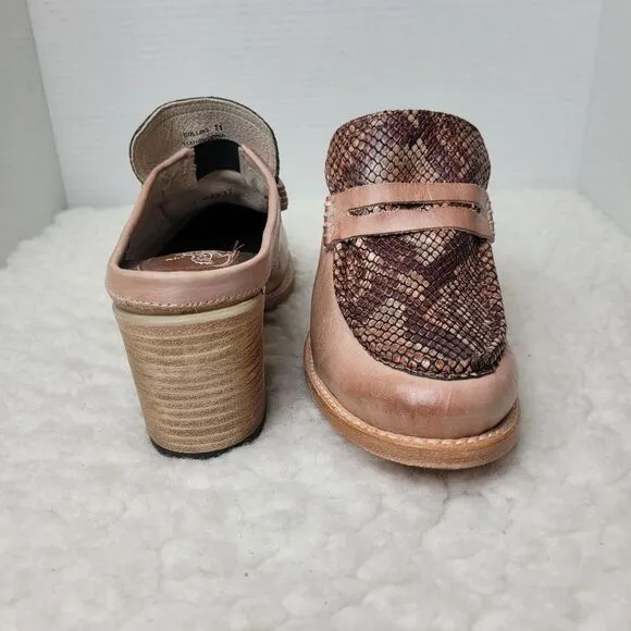 Freebird By Steven Collins Women's Mule Shoes Size 11  Vamp Blush Pink Snake