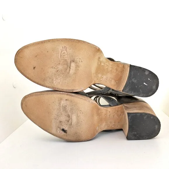 Freebird Salty Size 11, Studded Strappy Closed Toe Sandal, Western, Gray Leather