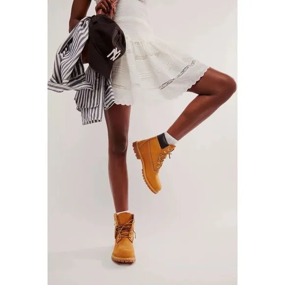 Free People x Timberland® Premium 6-Inch Lace-Up Waterproof Leather Boots Wheat