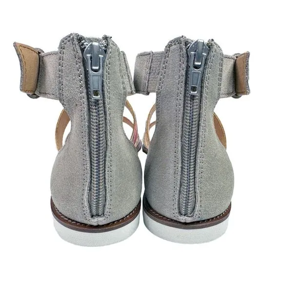 FRYE &amp; Co. Port 2 Band Faux Suede Ankle Strap Flat Sandals