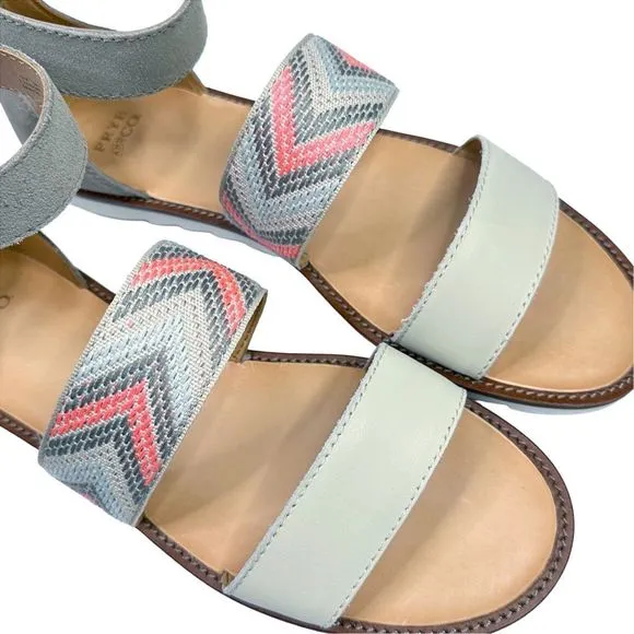 FRYE &amp; Co. Port 2 Band Faux Suede Ankle Strap Flat Sandals