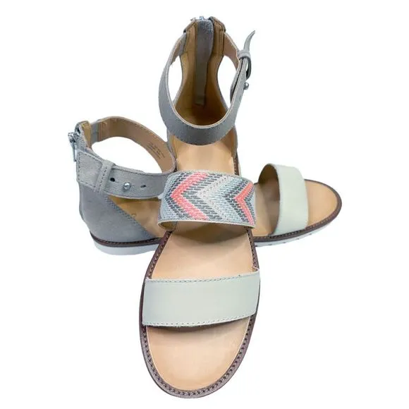 FRYE &amp; Co. Port 2 Band Faux Suede Ankle Strap Flat Sandals
