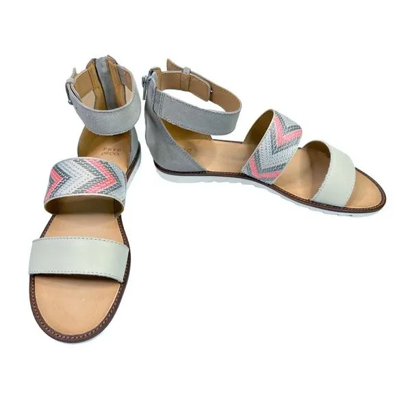 FRYE &amp; Co. Port 2 Band Faux Suede Ankle Strap Flat Sandals