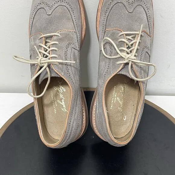 Frye Shoes Men 12 D James Gray Suede Leather Oxford Wingtip Goodyear Welt