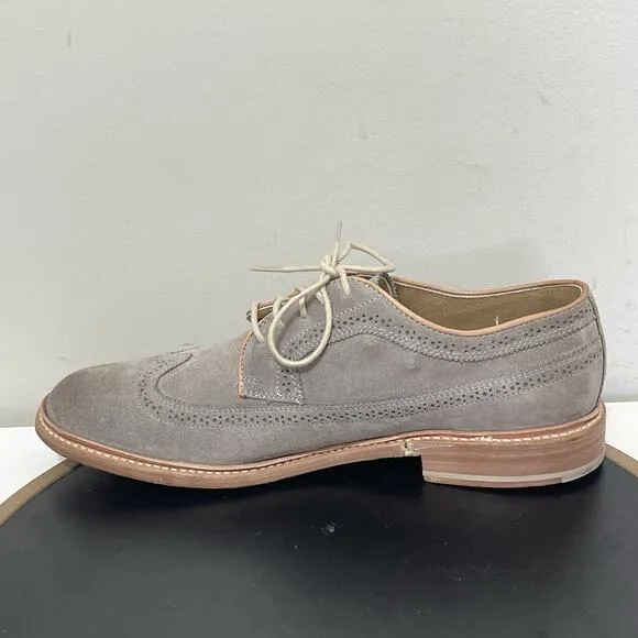 Frye Shoes Men 12 D James Gray Suede Leather Oxford Wingtip Goodyear Welt