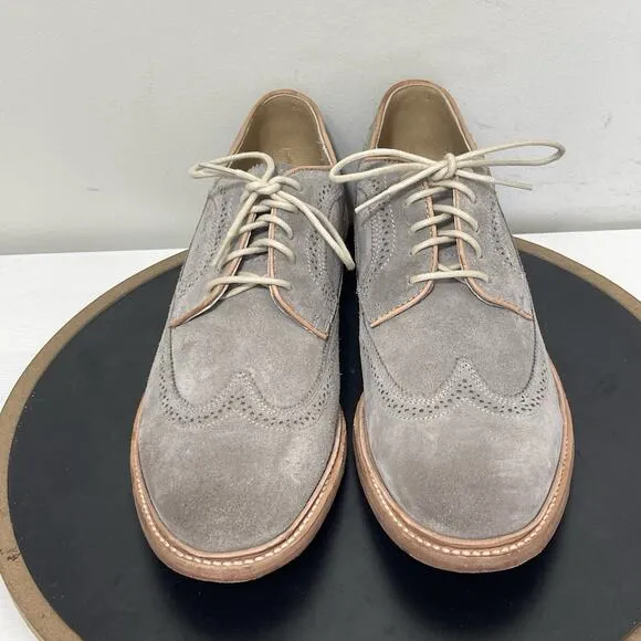 Frye Shoes Men 12 D James Gray Suede Leather Oxford Wingtip Goodyear Welt