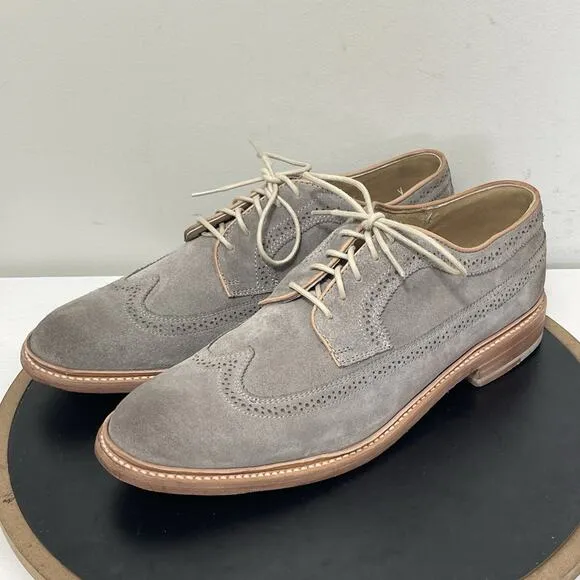 Frye Shoes Men 12 D James Gray Suede Leather Oxford Wingtip Goodyear Welt