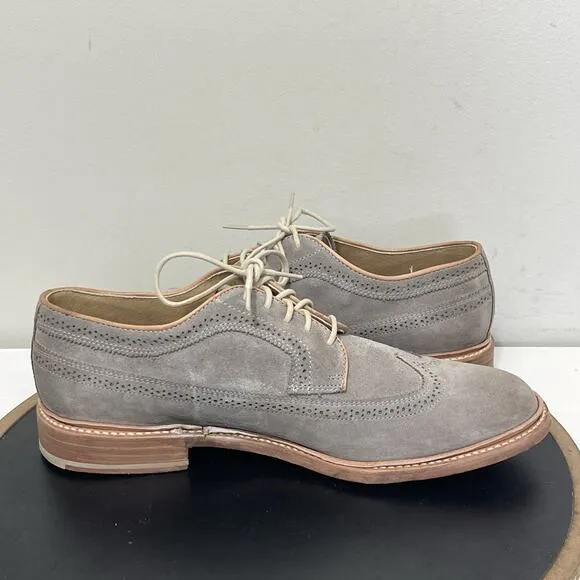 Frye Shoes Men 12 D James Gray Suede Leather Oxford Wingtip Goodyear Welt