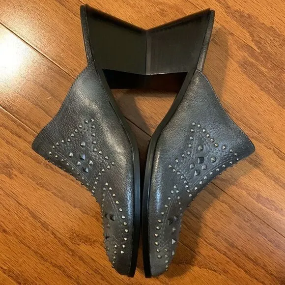 Frye &amp; Co Size 11 Phoenix pewter heeled studded mule shoes NWOT
