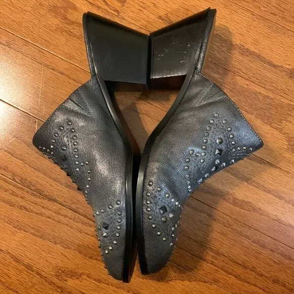 Frye &amp; Co Size 11 Phoenix pewter heeled studded mule shoes NWOT