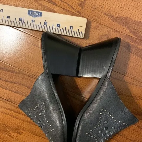 Frye &amp; Co Size 11 Phoenix pewter heeled studded mule shoes NWOT