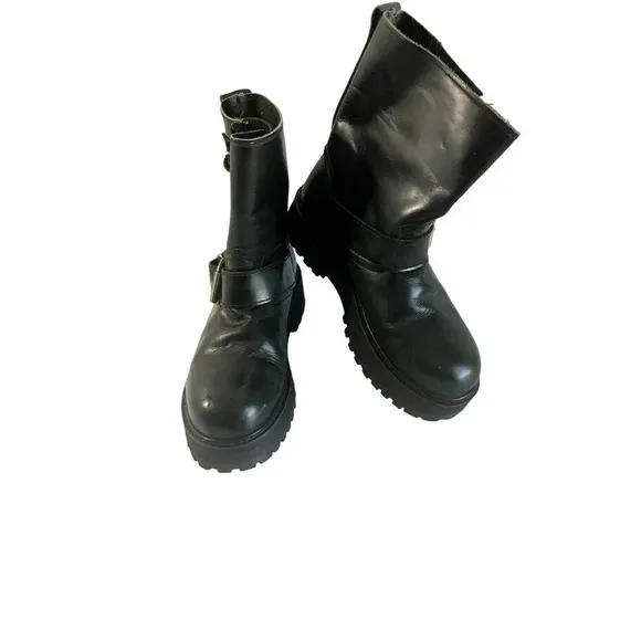 FUGGA Mens 8.5 Hunter Green Leather Boots Y2K