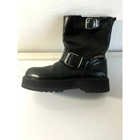 FUGGA Mens 8.5 Hunter Green Leather Boots Y2K