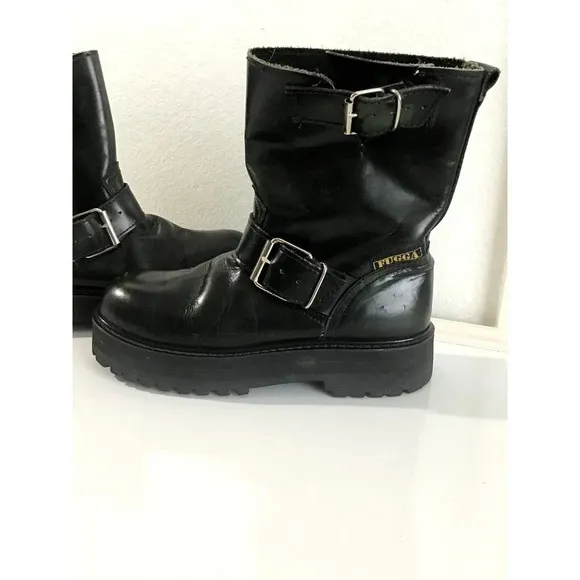 FUGGA Mens 8.5 Hunter Green Leather Boots Y2K