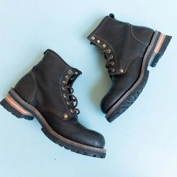 GBX Black Oil Resistant Lace Up Heavy Chunky Combat Boots Size Mens 10.5