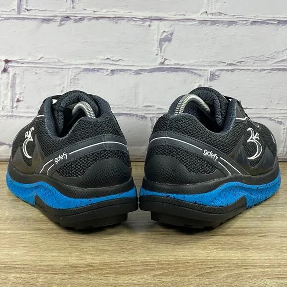 GDEFY Gravity Defyer Mighty Walk Black Blue Walking Shoes Men's 9.5 Extra Wide
