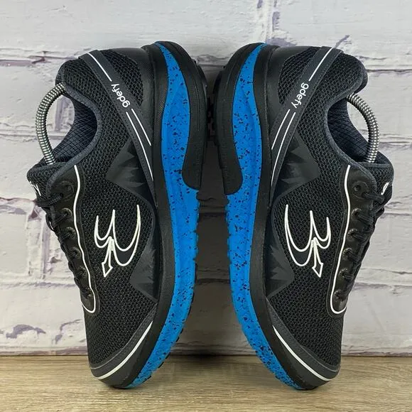 GDEFY Gravity Defyer Mighty Walk Black Blue Walking Shoes Men's 9.5 Extra Wide