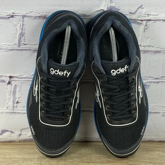 GDEFY Gravity Defyer Mighty Walk Black Blue Walking Shoes Men's 9.5 Extra Wide