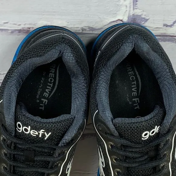 GDEFY Gravity Defyer Mighty Walk Black Blue Walking Shoes Men's 9.5 Extra Wide
