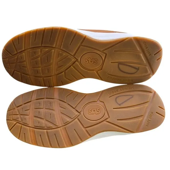 Gently USED SAS Mens Journey Lux Lace Up Tan Leather Walking Sneaker  11.5