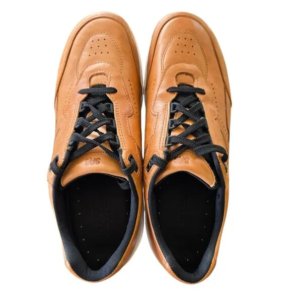 Gently USED SAS Mens Journey Lux Lace Up Tan Leather Walking Sneaker  11.5